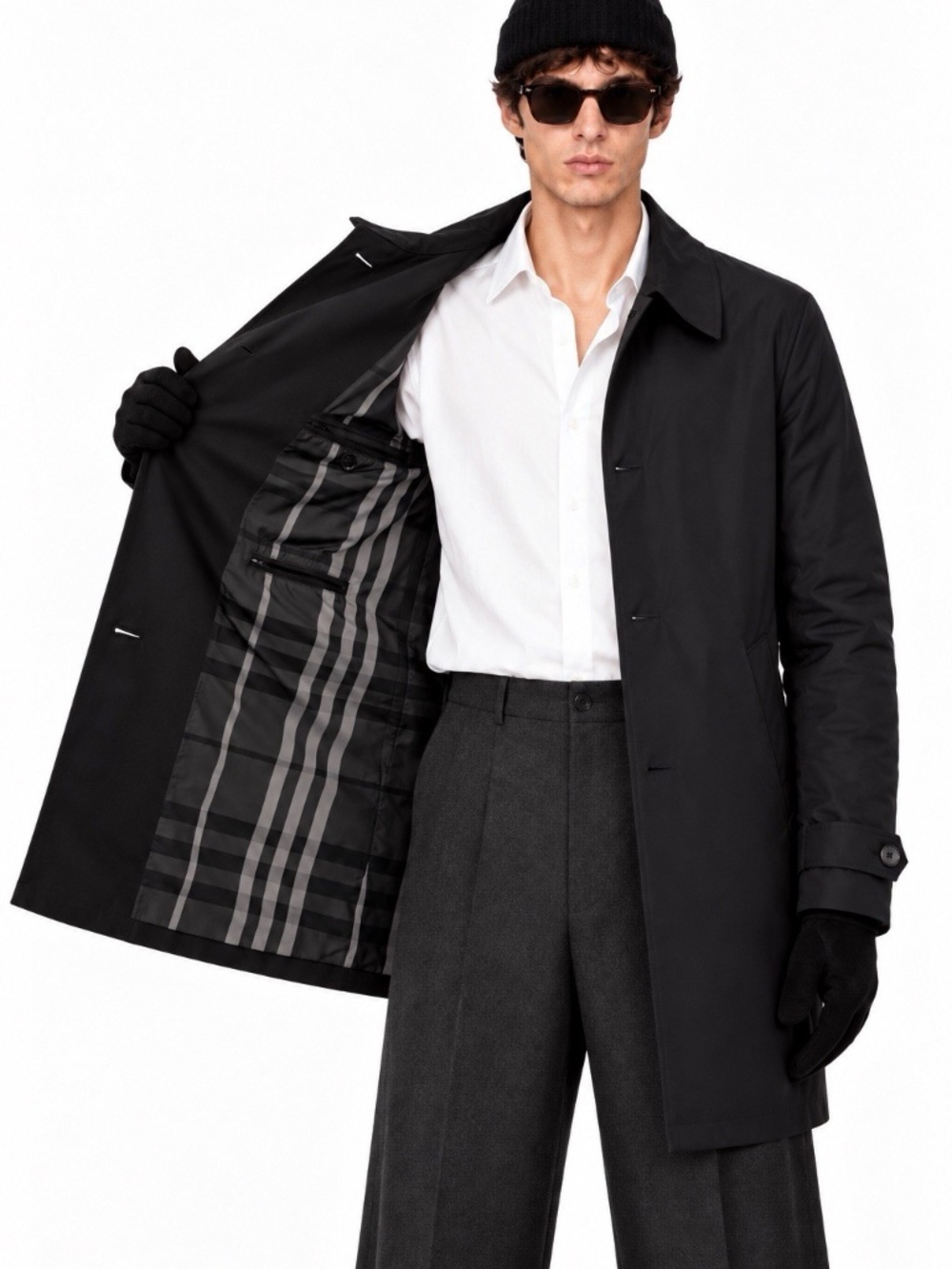 Burberry Prorsum Jacket Trench 4 Buttons Black Sz Medium Men's